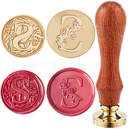 2Pcs 2 Styles Golden Tone Brass Wax Seal Stamp Head, with 1Pc Pear Wood Handle, for DIY Scrapbooking, Letter S, 25~30mm, 1pc/style(AJEW-CP0007-48B-04)