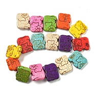 Synthetic Turquoise Beads Strands, Dyed, Elephant, Mixed Color, 23x28x7mm, Hole: 1.5mm, about 111pcs/1000g.(G-C151-01)