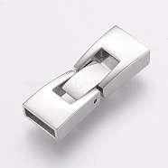 304 Stainless Steel Fold Over Clasps, Rectangle, Stainless Steel Color, 26.5x9.5x5mm, Hole: 3x8mm(STAS-F122-47P)