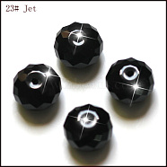 Imitation Austrian Crystal Beads, Grade AAA, Faceted, Rondelle, Black, 6x4mm, Hole: 0.7~0.9mm(SWAR-F068-4x6mm-23)