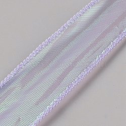 9M Rainbow Color Nylon Organza Ribbon, Iridescent Ribbon for Bowknot, Flower, Gift Decoration, Thistle, 1-5/8 inch(40mm), about 9.84 Yards(9m)/Roll(OCOR-WH20017-01B)