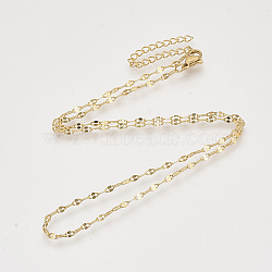 Brass Cable Chains Necklaces, with Lobster Claw Clasps, Nickel Free, Real 18K Gold Plated, 16.4 inch(41.9cm), 2mm(X-KK-T048-037G-NF)