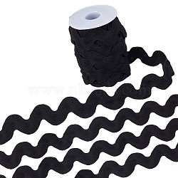 10 Yards Polyester Wavy Fringe Trim Ribbon, Wave Bending Lace Trim, for Clothes Sewing and Art Craft Decoration, Black, 3/4~1-3/8 inch(20~34mm)(OCOR-GF0002-49D)