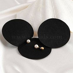 Velvet Jewelry Envelope Pouches, Jewelry Gift Bags, for Ring Necklace Earring Bracelet, Flat Round, Black, 7cm(WG33250-02)