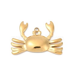 304 Stainless Steel Pendants, Ion Plating(IP), Real 14K Gold, Ocean Animal Charms, Crab, 17x24.5x2.5mm, Hole: 1.5mm(STAS-L283-26G-02)