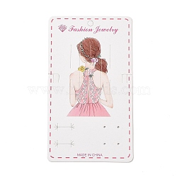 Rectangle Hair Clips Display Cards, Fashion Girl Pattern, White, 15.9x9.15x0.04cm, Hole: 2mm and 6.5mm(CDIS-P007-O01)