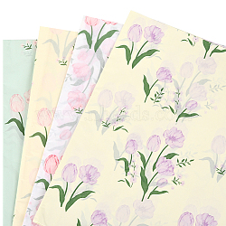 20Pcs 4 Colors Wrapping Paper, Flower Bouquet Wrapping Paper Decoration, Rectangle with Flower Pattern, Mixed Color, 680x495x0.1mm, 5pcs/color(DIY-SP0005-24)
