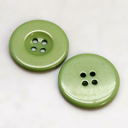 Resin Buttons, Dyed, Flat Round, Dark Sea Green, 25x3mm(RESI-D033-25mm-08)