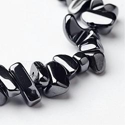 Non-magnetic Synthetic Hematite Beads Strands, Chip, Black, Size: about 5~8mm, hole: 0.8mm, 125pcs/strand, 16 inch(IM009)