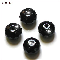 K9 Glass, Imitation Austrian Crystal Beads, Grade AAA, Faceted, Rondelle, Black, 6x4mm, Hole: 0.7~0.9mm(SWAR-F068-4x6mm-23)