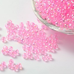Eco-Friendly Transparent Acrylic Beads, Round, AB Color, Pearl Pink, 4mm, Hole: 1.5mm, about 1700pcs/50g(X-PL731-5)