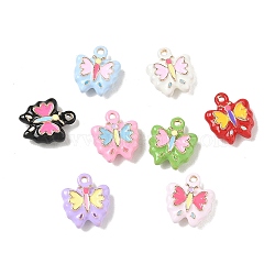 Alloy Enamel Pendants, Butterfly Charms, Golden, Mixed Color, 14x12x4.5mm, Hole: 1.2mm(AL-CBAA7FD-02)