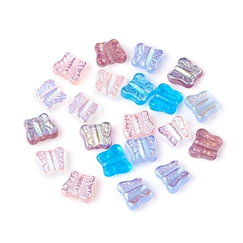 Czech Glass Beads, AB Color Plated, Butterfly, Mixed Color, 9.5x10.5x4mm, Hole: 1mm, about 120pcs/bag