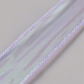 9M Rainbow Color Nylon Organza Ribbon, Iridescent Ribbon for Bowknot, Flower, Gift Decoration, Thistle, 1-5/8 inch(40mm), about 9.84 Yards(9m)/Roll