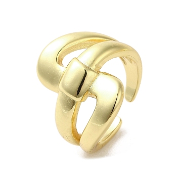 Rack Plating Brass Finger Ring, Cuff Ring, Long-Lasting Plated, Cadmium Free & Lead Free, Real 18K Gold Plated, Inner Diameter: 17.6mm