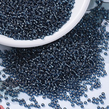 MIYUKI Round Rocailles Beads, Japanese Seed Beads, 11/0, (RR1445) Dyed Silver Lined Blue Zircon, 11/0, 2x1.3mm, Hole: 0.8mm, about 5500pcs/50g