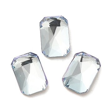 Glass Rhinestone Cabochons, Point Back & Back Plated, Faceted, Rectangle, Light Azore, 8x5.5x2.5mm