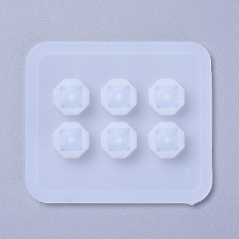 Silicone Bead Molds, Resin Casting Molds, For UV Resin, Epoxy Resin Jewelry Making, Square, White, 7.2x5.9x1cm, Hole: 2.5mm, Inner Size: 7x7mm