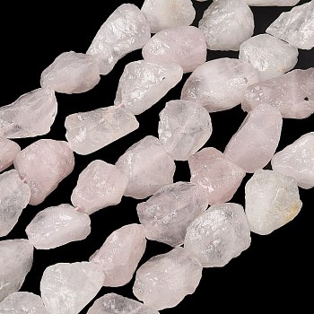 Raw Rough Natural Rose Quartz Beads Strands, Nuggets, 13.5~17x11.5~13.5x6.5~11mm, Hole: 1mm, about 14~16pcs/strand, 7.68~7.87''(19.5~20cm)