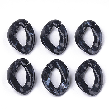 Acrylic Linking Rings, Quick Link Connectors, For Curb Chains Making, Imitation Gemstone Style, Twist, Black, 29x21x6.5mm, Hole: 17x8mm, about 315pcs/500g