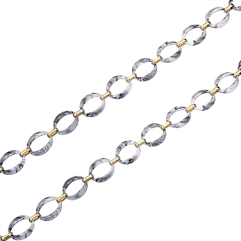 Handmade Imitation Gemstone Style Link Chains, Acrylic & CCB Plastic Linking Rings, Oval, WhiteSmoke, 39x34x7mm, 19x12x4.5mm, about 6.56 Feet(2m)/Strand