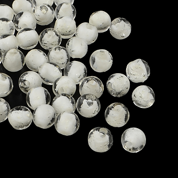 Handmade Luminous Lampwork Beads, Round, White, 9~10mm, Hole: 1~2mm