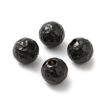 304 Stainless Steel Cord End, End Caps, Hammered Round, Gunmetal, 6x6mm, Hole: 1.8mm