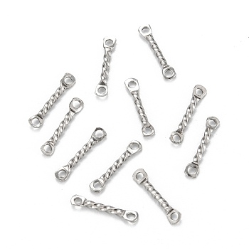 304 Stainless Steel Link Connectors, Twist, Stainless Steel Color, 12x2x1.2mm, Hole: 1mm