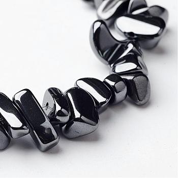 Non-magnetic Synthetic Hematite Beads Strands, Chip, Black, Size: about 5~8mm, hole: 0.8mm, 125pcs/strand, 16 inch