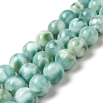 Natural Glass Beads Strands, Grade AB+, Round, Aqua Blue, 20mm, Hole: 1.2mm, about 20pcs/strand, 15.5~15.7''(39.37~39.88cm)