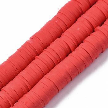 Flat Round Handmade Polymer Clay Beads, Disc Heishi Beads for Hawaiian Earring Bracelet Necklace Jewelry Making, Red, 10mm