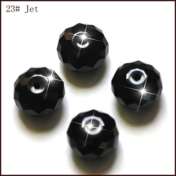Imitation Austrian Crystal Beads, Grade AAA, Faceted, Rondelle, Black, 6x4mm, Hole: 0.7~0.9mm
