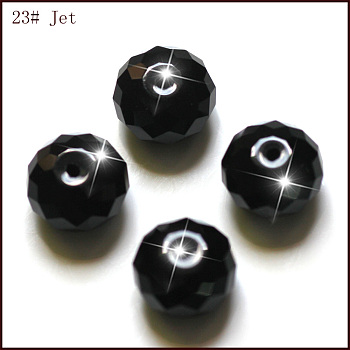 K9 Glass, Imitation Austrian Crystal Beads, Grade AAA, Faceted, Rondelle, Black, 6x4mm, Hole: 0.7~0.9mm