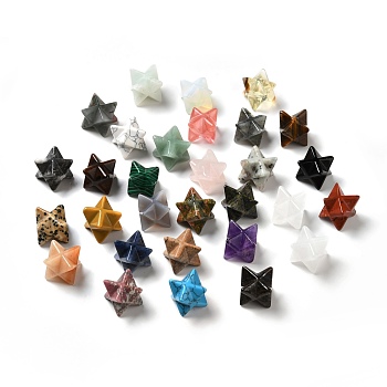 Natural & Synthetic Gemstone Beads, No Hole/Undrilled, Mixed Dyed and Undyed, Merkaba Star, 14.5~15x14.5~15x14.5~15mm