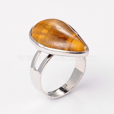 Adjustable Gemstone Brass Rings(RJEW-N024-02B)-3