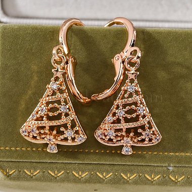 Brass Micro Pave Clear Cubic Zirconia Leverback Earrings(EJEW-K300-28G)-2