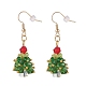 Glass Braided Beaded Christmas Tree Dangle Earrings(EJEW-JE05151-02)-1