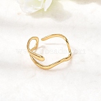 304 Stainless Steel Open Cuff Rings for Women, Ion Plating(IP), Nuggets, Real 18K Gold Plated, 10.5mm,18mm(RJEW-K313-13G)