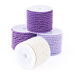 4 Rolls 4 Colors Round Polyester Cord, Twisted Cord, Mixed Color, 3mm, about 5.46 yards(5m)/roll, 1 roll/color (OCOR-TA0003-88C)