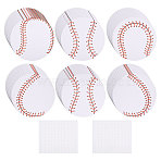 60Pcs 6 Styles Baseball Paper Gift Tags, with 2 Sheets Silicone Self-adhesive Stickers, Flat Round, White, 18x0.05cm, 10pcs/style(CDIS-CA0001-17)