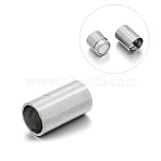 Tarnish Resistant Matte 304 Stainless Steel Column Magnetic Clasps with Glue-in Ends, Stainless Steel Color, 20x11mm, Hole: 9mm(X-STAS-E089-03D)