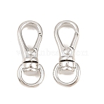 Brass Swivel Claw Clasps, Swivel Snap Hook, Cadmium Free & Lead Free, Long-Lasting Plated, Rack Plating, Platinum, 25x10x6mm, Hole: 4x6mm(KK-P353-13P)