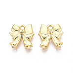 Rack Plating Alloy Pendants, Bowknot Charms, Cadmium Free & Nickel Free & Lead Free, Light Gold, 15x14x3mm, Hole: 1.8mm(PALLOY-N181-04KCG)