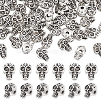 Tibetan Style Alloy Beads, Cadmium Free & Lead Free, Skull, Antique Silver, 11x7.5x6.5mm, Hole: 2mm, 80pcs/box(TIBEB-UN0001-02)