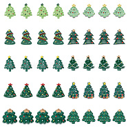 Elite 50Pcs 10 Styles Christmas Theme Opaque Resin Cabochons, Christmas Tree, Mixed Color, 24~30x19~29x4.5~9mm, 5pcs/style(RESI-PH0002-08)