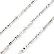 Handmade 304 Stainless Steel Bar Link Chains, Soldered, with Spool, Stainless Steel Color, 10x1x1mm, Ring: 2mm, about 32.81 Feet(10m)/Roll(CHS-G025-08P)
