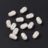 Opaque Acrylic Beads, Imitation Pearl, AB Color, Grooved Oval, White, 9.5x5.5mm, Hole: 1.5mm(OACR-E004-32)