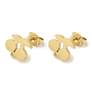 Ion Plating(IP) 304 Stainless Steel Stud Earring Findings, Cherry, Golden, 9.5x10mm, Hole: 1.2mm, Pin: 0.7x11mm(STAS-I206-15G)