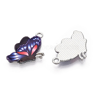 Printed Alloy Pendants, with Enamel, Butterfly, Platinum, Dark Blue, 24.5x16x2mm, Hole: 2mm(PALLOY-R111-24A)