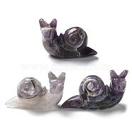 Natural Amethyst Carved Healing Snail Figurines, Reiki Energy Stone Display Decorations, 58~62x24~26x35~38.5mm(G-K342-02A)